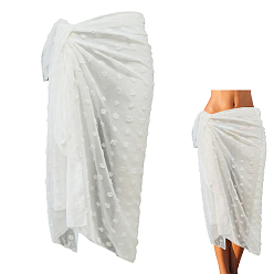 Белый Прямоугольное пляжное платье-халат из полиэстера, Аксессуары для орнаментов, белые, 1450x1100x1 мм