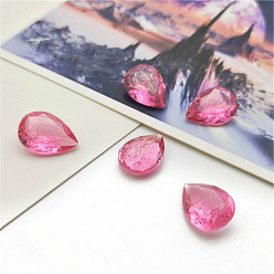 Темно-Розовый Заостренные назад кабошоны из каменного камня, граненые, слеза, темно-розовыми, 14x10 мм, 40 шт / комплект