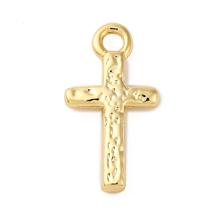 Настоящее золото 18K Латунь прелести, без кадмия, без никеля и без свинца, крестик, реальный 18 k позолоченный, 11.5x6x1.5 мм, отверстие : 1.2 мм
