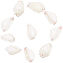 White Natural Cowrie Shell Beads, Undrilled/No Hole Beads, White, 24~32x14~20x13~16mm, 10pcs/box