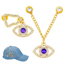 Синий Цепочка со стразами из сплава глаз, булавки для броши, с железом и стеклом, синие, 91 мм