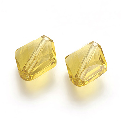 Светло-хаки Имитация Австрийские кристаллические шарики, класс AAA, граненые, ромб, светлый хаки, 14~14.5x12x5~7 мм, отверстие : 0.9~1 мм