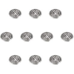 Argent Antique Alliage de perles d'entretoise de style tibétain, disque, argent antique, 10x1.2mm, Trou: 2mm, 200 pcs / boîte