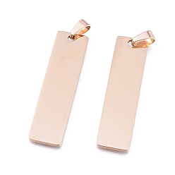 Розовое Золото Ионное покрытие (ip) 304 подвески из нержавеющей стали, штамповка пустой метки, прямоугольные, розовое золото , 48x12x1 мм, отверстие : 4x13 мм