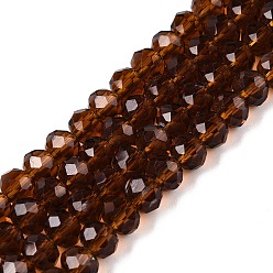 Темно-Золотистый Стеклянные бусины, граненые, рондель, темные золотарник, 6x5 мм, отверстие : 1 мм, около 80~85 шт / нитка, 38~40 см