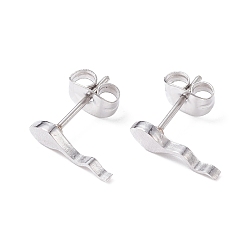 Stainless Steel Color Non-Tarnish Tadpole Shape 304 Stainless Steel Stud Earrings for Women, Stainless Steel Color, 11.5x3mm, Pin: 0.7mm