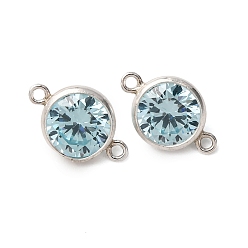 Бледно-бирюзовый 925 подвески-коннекторы из серебра с паве из кубического циркония, плоско-круглые, бледные бирюзовая, 10.5x6.5x3.5 мм, отверстие : 0.9 мм