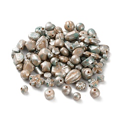 Светло-коричневый Непрозрачные акриловые бусины, серебристого металла, обвитыми, разнообразные, загар, 5~15x5~15x4~10 мм, отверстие : 1.2 мм, Около 994 шт / 500 г
