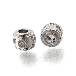 Платина Латунные микропаве из прозрачного кубического циркония, колонка, платина, 6~6.5x5 мм, отверстие : 2.5 мм