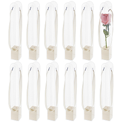 (404) Непрозрачное AB Кислое яблоко 5 шт. прозрачные пластиковые коробки для упаковки отдельных цветов с бумажными лотками и ленточными ручками, прямоугольные, цветочный белый, 5.3x5.3x38 см