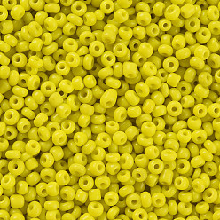 Yellow Glass Seed Beads, Opaque Colours Seed, Small Craft Beads for DIY Jewelry Making, Round, Yellow, 2mm, Hole:1mm, about 30000pcs/pound