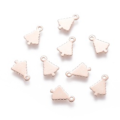 Розовое Золото 201 прелести нержавеющей стали, Рождественские елки, штамповка пустой метки, розовое золото , 14x9~9.5x0.6~0.8 мм, отверстие : 1.4 мм