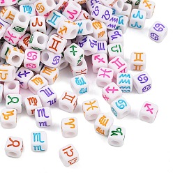 (52) Непрозрачная лаванда Непрозрачные акриловые бусины, куб с созвездием, разноцветные, 7.5x7.5x7.5 мм, отверстие : 4 мм, Около 1700 шт / 500 г