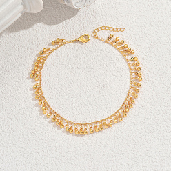 Золотой Круглый браслет на щиколотку с кисточками в стиле бохо для женщин, золотые, 8-1/2 дюйм(215мм)+ удлинить 60мм