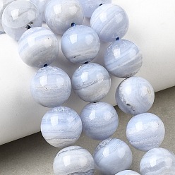 Синий Кружевый Агат Натуральный голубой кружевной агат бисер нитей, круглые, 12~12.5 мм, отверстие : 0.8 мм, около 32~34 шт / нитка, 15.35~15.63'' (39~39.7 см)