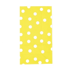 Желтый Экологичные пакеты из крафт-бумаги с рисунком в горошек, подарочные пакеты, сумки для покупок, прямоугольные, желтые, 24x13x8 см