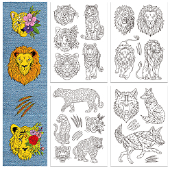 Тигр 4 листы 11.6x8.2 рисунки для вышивания дюймовыми палочками и стежками, водорастворимые стабилизаторы для вышивания нетканых материалов, тигр, 297x210 ттт