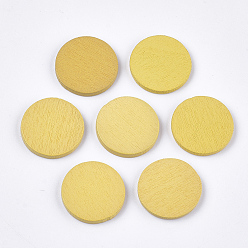 Gold Painted Poplar Wood Cabochons, Flat Round, Gold, 19x2mm