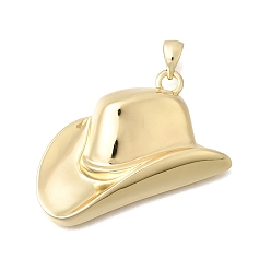 Настоящее золото 18K Латунные подвески, подвески в виде ковбойской шляпы, без кадмия и без свинца, стойки покрытие, долговечный, реальный 18 k позолоченный, 19.5x33.5x7 мм, отверстие : 4x3 мм