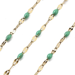 Зеленый лайм Ионное покрытие (ip) 304 цепи из нержавеющей стали, с эмалью, пайки, с катушкой, зеленый лайм, 11x2~2.5x2~2.5 мм, около 32.81 футов (10 м) / рулон