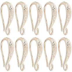 Light Gold 10 Pairs Brass Earring Hooks, Light Gold, 15x9x2mm, Hole: 1.8mm, Pin: 0.7mm