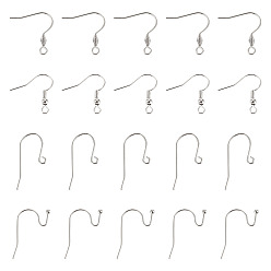 Stainless Steel Color 40Pcs 4 Styles 304 Stainless Steel Earring Hooks, Ear Wire, with Vertical Loop, Stainless Steel Color, 11~28x18~21.5mm, Hole: 1.8~2.5mm, Pin: 0.7~0.8mm, 10pcs/style