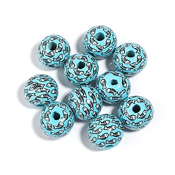 Fish Древесина европейского бисера, круглые, синие, рыба, 16 мм, отверстие : 4 мм, 10 шт / комплект