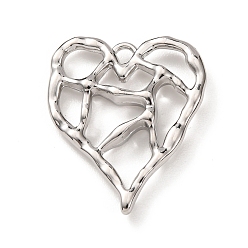 Платина Подвески из сплава , сердце прелести, платина, 36x30x6 мм, отверстие : 3 мм