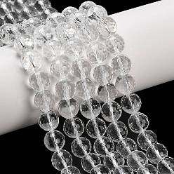 Хрусталь Природных кристаллов кварца бисер нитей, горного хрусталя, граненые, круглые, 10 мм, отверстие : 1 мм, около 38~39 шт / нитка, 15.16'' (38.5 см)