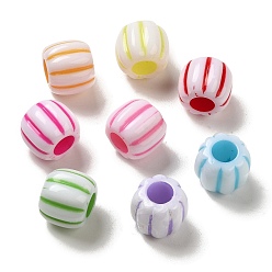 Mixed Color Opaque Acrylic European Beads, Craft Style, Barrel, Mixed Color, 13x11mm, Hole: 5.7mm, 543pcs/500g