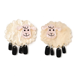 Альпака Подвески из акрилового сплава, ягненок, альпака, 45x38x4.5 мм, отверстие : 1 мм