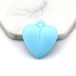 Темно-Голубой Пластиковые подвески, сердце, глубокое синее небо, 35x32 мм