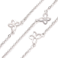 Stainless Steel Color Tarnish Resistant 304 Stainless Steel Butterfly Link Cable Chains, Soldered, with Spool, Stainless Steel Color, 3x2x0.5mm