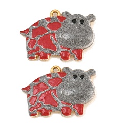 Light Grey Printed 304 Stainless Steel Enamel Pendants, Dairy Cattle Charms, Ion Plating(IP), Real 18K Gold Plated, Light Grey, 16x22x4mm, Hole: 1mm