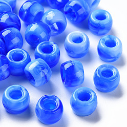 Синий Европейский бусы акриловые, имитация драгоценных камней, бусины с большим отверстием, рондель, синие, 9x6 мм, отверстие : 4 мм, Около 1790~1840 шт / 500 г