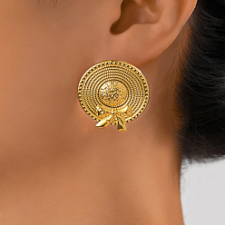 Hat 304 из нержавеющей стали болтаться серьги, золотые, шляпа, 33x25 мм