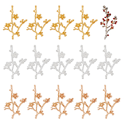 (52) Непрозрачная лаванда 24 шт 3 цвета кабошоны из сплава, ветвь с цветком, разноцветные, 57x35 мм, 8 шт / цвет