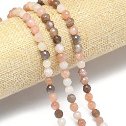 Multi-Moonstone Нити из натуральных бусин из нескольких лунных камней, граненый (128 граней), круглые, 6~6.5 мм, отверстие : 0.8~1 мм, около 59~64 шт / нитка, 14.25~15.55'' (36.2~39.5 см)