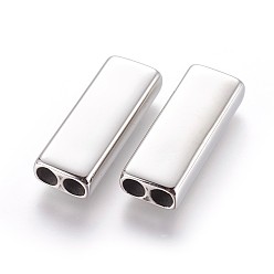 Stainless Steel Color Non-Tarnish 304 Stainless Steel Multi-strand Links, For Leather Cord Bracelets Making, Rectangle, Stainless Steel Color, 29x11x6mm, Hole: 4mm
