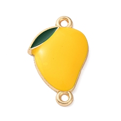Lemon Fruit Theme Alloy Enamel Connector Charms, Light Gold, Yellow, Lemon, 25x15x3mm, Hole: 1.6mm