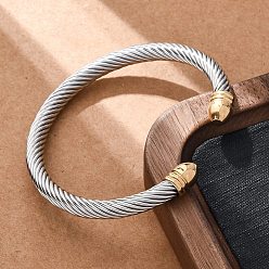 Золотой & Цвет Нержавеющей Стали 304 из нержавеющей стали манжеты браслеты, браслеты с крутящим моментом для женщин, ионное покрытие (ip), золотые и нержавеющая сталь цвет, 1/4 дюйм (0.75 см), внутренний диаметр: 2x2-3/8 дюйм (5.1x6 см)