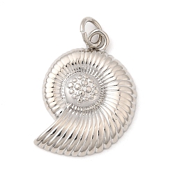 Платина Латунные подвески, форма раковины, долговечный, без свинца и без кадмия, стойки покрытие, с целью перехода в кольце, платина, 20.5x15x3 мм, отверстие : 3.5 мм