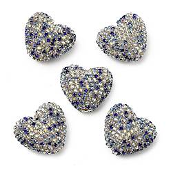 Средно-синий Сверкающие акриловые бусины в форме сердца с украшением из страз, для самодельных украшений и украшений для ручек, светло-синий, 24x27.5~28x15 мм, отверстие : 3 мм