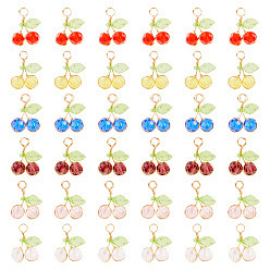 (52) Непрозрачная лаванда 60 шт 6 цвета стеклянные подвески, вишневое очарование, с акриловой и светло-золотистой экологически чистой медной проволокой, граненые, разноцветные, 16.5x15x5.5 мм, отверстие : 3.5 мм, 10 шт / цвет