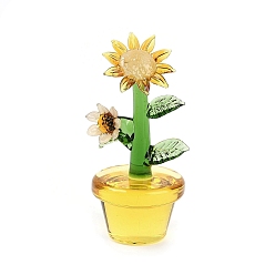 Цветок Украшение для горшка с растением в технике лэмпворк ручной работы, для украшения домашнего офиса, подсолнечник, 32x71.5 мм