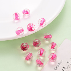 Hot Pink Transparent Acrylic Beads, Round, Faceted, Hot Pink, 6x5.5mm, Hole: 1.4mm, about 4160pcs/500g