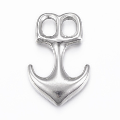 Stainless Steel Color Tarnish Resistant 304 Stainless Steel Hook Clasps, Anchor, Stainless Steel Color, 33x21x4.5mm, Hole: 7x5mm