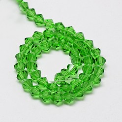 Spring Green Imitate Austrian Crystal Bicone Glass Beads Strands, Grade AA, Faceted, Spring Green, 6x6mm, Hole: 1mm, about 46~48pcs/strand, 10.5 inch