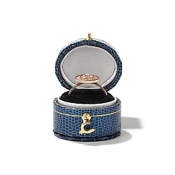 Морской Синий Коробка для хранения колец из искусственной кожи, Marine Blue, 3.3x2.8x3.5 см