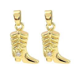Настоящее золото 18K Латунные микропаве прозрачные подвески с фианитом, брелоки для ботинок, долговечный, реальный 18 k позолоченный, 15x11x8.5 мм, отверстие : 3.5x3 мм
